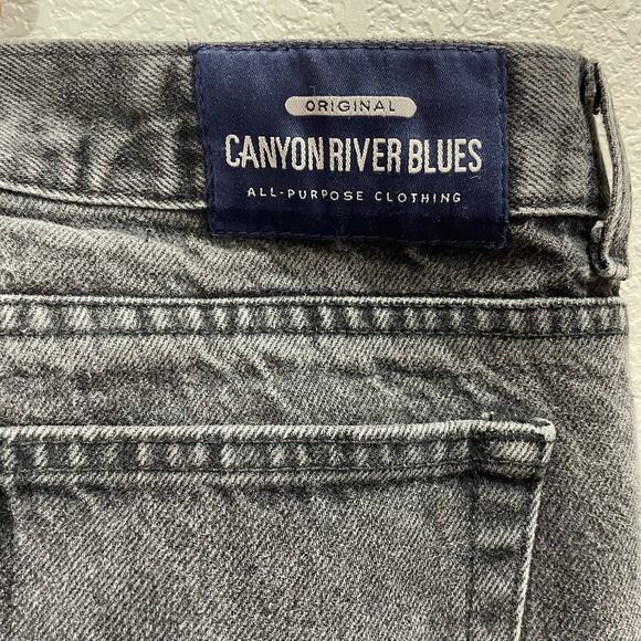 Vintage 90s Bell Bottom Jeans Canyon River Blues Black Stone Wash Denim 32x30 - Picture 5 of 10